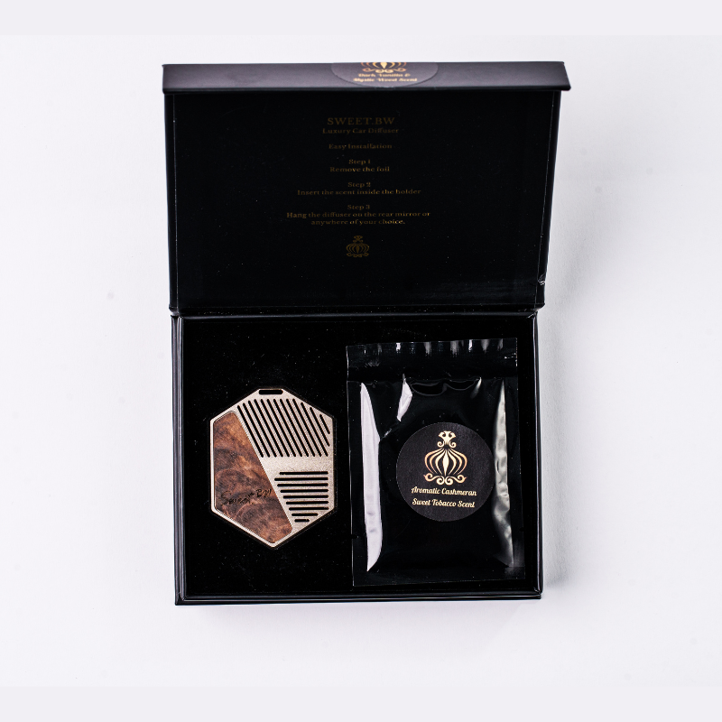 SWEETBW ALUMINIUM ALLOY Luxury Car Air Freshener SweetBW Black Solid Cherry Blossom & Rice Milk